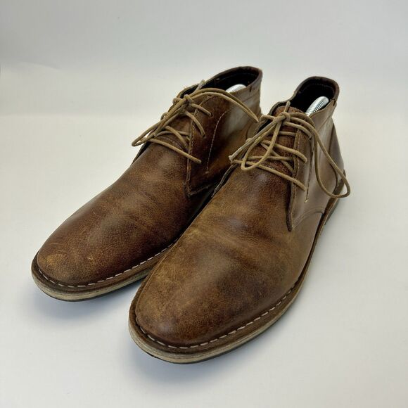 Steve Madden Chukka Boots Mens Size 8 Harken 247 Cognac Brown Ankle Leather - Picture 2 of 8